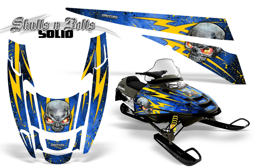 POLARIS EDGE XC Graphics Kit Skulls n Bolts Solid Yellow Blue